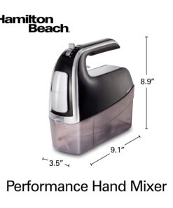 Hamilton Beach Electric Hand Mixer with Snap-On Case, Twisted Wire Beaters, Milkshake Rod, Dough Hook, Whisk, 6-Speed, Black 29 71BXEwuUjtL