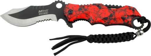 MTECH USA MT-A808 Series Assisted Opening Folding Knife, Two-Tone Half-Serrated Blade, 4-3/4-Inch Closed Red