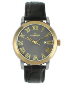 Peugeot Men's Mechanical Hand Wind Dress Watch - Stainless Steel Case w.Leather Band Black 7 71BY 40O77L