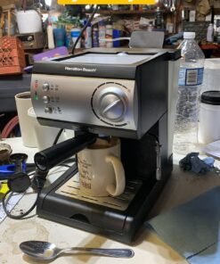 Hamilton Beach 15 Bar Espresso Machine, Cappuccino, Mocha, & Latte Maker, with Milk Frother, Make 2 Cups Simultaneously, Works with Pods or Ground Coffee, 50 oz. Water Reservoir, Black 20 71BYGvPLZzL