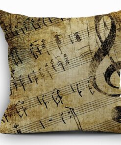 Andreannie Retro Shabby Sheet Music Cotton Linen Personalized Throw Pillow Case Cushion Cover New Home Office Decorative Square 18 X 18 Inches Brown