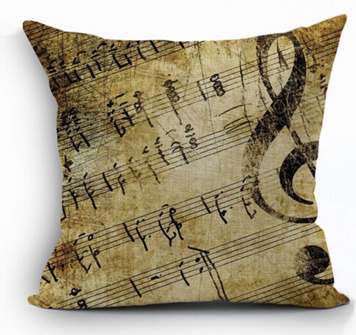 Andreannie Retro Shabby Sheet Music Cotton Linen Personalized Throw Pillow Case Cushion Cover New Home Office Decorative Square 18 X 18 Inches Brown