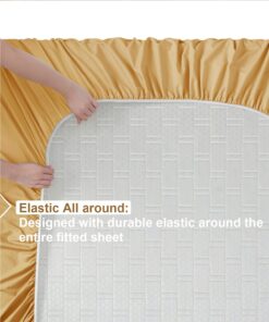 Nestl Queen Sheet Set - 4 Piece Bed Sheets for Queen Size Bed, Double Brushed Queen Size Sheets, Hotel Luxury Camel Gold Sheets, Extra Soft Bedding Sheets & Pillowcases 14 71BcwN63CHL