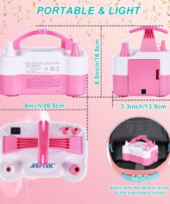 AGPtEK Electric Air Balloon Pump with Built-in Tying Tool, 110V 600W Pink and White Portable Dual Nozzle Inflator/Blower for Party Decoration-with Tying Tool on Handle 26 71BeWETv4uL