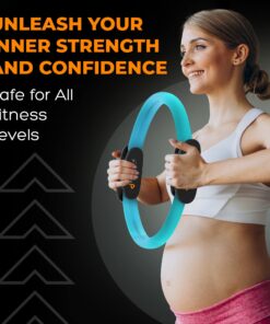 Pilates Ring Circle, Fitness Ring Magic Circle Pilates Ring 13 Inch, Inner Thigh Exercise Equipment for Women, Thigh Master Pilates Equipment for Home Workout, Pelvic Floor Muscle Trainer Power Kit Turquoise (For Heights 5'0" - 5'9") 20 71BehaJxZ3L