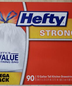 Hefty Strong Tall Kitchen Trash Bags, Unscented, 13 Gallon, 90 Count, White,Packaging may vary 90 Count (Pack of 1) Trash Bag 22 71BfV6T8sBL