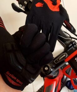 FIRELION Bike Gloves for Men/Women Cycling,Cycling Gloves for Outdoor MTB DH Road Racing,Full Finger Half Finger Padded Bicycle Protective Gloves,Non-Slip Shock-Absorbing Touchscreen Riding Gloves X-Large Full Red 19 71BfW2G2PdL