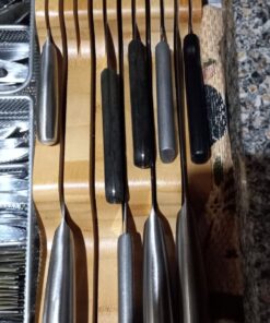 Bambüsi In-Drawer Knife Block - Bamboo Knife Drawer Organizer for Kitchen | Fits 5 Long + 6 Short Knives | Store Knives with Blades Pointing Down - Wooden Steak knife Holder without Knives Natural 41 71BieVmx0EL