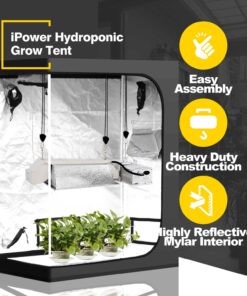 iPower 48"x24"x60" Grow Tent with Observation Window and Removable Floor Tray, Tool Bag for Indoor, 24" x 48" x 60", Black/Silver 24" x 48" x 60" 22 71BkObWJbYL