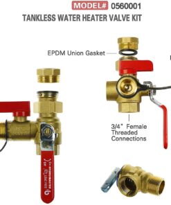 HYDRO MASTER Tankless Water Heater Service Valve Kit with Pressure Relief Valve 3/4-Inch IPS Isolator Clean Brass 25 71Bm5cG9tL