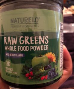NATURELO Raw Greens Superfood Powder - Wild Berry Flavor - Boost Energy, Detox, Enhance Health - Organic Spirulina - Wheat Grass - Whole Food Nutrition from Fruits & Vegetables - 30 Servings 30 Servings (Pack of 1) 36 71BnF08 6zL 3