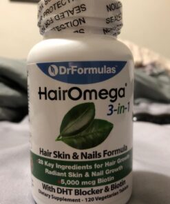 DrFormulas HairOmega 3-in-1 Hair Growth Vitamins with DHT Blocker, Biotin for Women & Men | Hair Skin and Nails Supplement for Hair Loss, 120 Pills 120 Count (Pack of 1) 40 71BnYTD696L