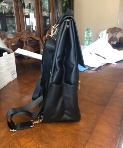 KZNI Leather Diaper Bag Backpack, Diaper Backpack Nappy Baby Bags for Mom Unisex Maternity Diaper Bag with Stroller Hanger Black 34 71BnnlwXWhL