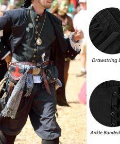 Alternative view of Men's Ankle Banded Pants Medieval Viking Navigator Pirate Costume Trousers Renaissance Gothic Pants XX-Large Black