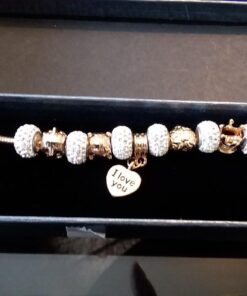 Long Way® Gold Plated Snake Chain Glass Beads I Love You Charm Beaded Bracelets for Women Yellow 30 71BojCqZ9DL