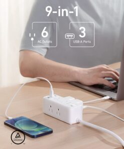 Alternative view of Anker USB Power Strip Surge Protector(300J), 5ft Extension Cord, Flat Plug, 331 Power Strip with 6 Outlets & 3 USB A Ports, Charging Station,for iPhone 15/15 Plus/15 Pro/15 Pro Max,TUV Listed White