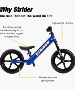 Strider 12” Classic Bike - No Pedal Balance Bicycle for Kids 18 Months to 3 Years - Includes Built-In Footrest, Handlebar Grips & Flat-Free Tires N 20 71BqbyivvGL