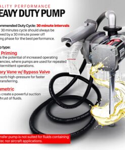 Fuelworks Fuel Transfer Pump Kit 15GPM/57LPM DC 12V 180W 22A Rotary Vane Motor with 14' Foot Anti-Static Discharge Hose & Filter, Extensible Suction Tube, 2" Inch Bung Adapter & Aluminum Manual Nozzle 18 71BrPISixJL