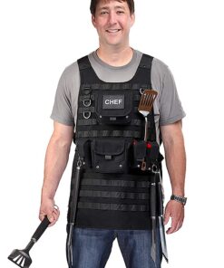 ThinkGeek Tactical Molle Apron - 2 Large Pouches and 3 Smaller Pouches, Front and Back Removable Patch with Adjustable Side Strap for the Perfect Fit 13 71Brd4rnG L