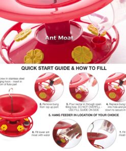 Roamwild Hanging Hummingbird Feeder for Outdoors with Double Moat Guard Technology | 5 Feeding Stations with Quick Easy Filling Port | 20 fl oz Nectar Large Capacity - Purple Petals (Yellow) Yellow 27 71BtKrfM4IL