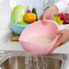 Honest Good Japanese Style Rice Washer & Quinoa Strainer • Eco-Friendly BPA-Free Container with Fine Mesh Colanders Sieve Bowl • Japan Kitchen Good for Cleaning Veggie, Fruit and Pasta • Pink 55 71Bte1neeL