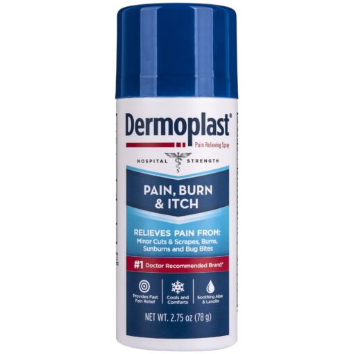 Dermoplast Pain, Burn & Itch Relief Spray for Minor Cuts, Burns and Bug Bites, 2.75 Oz (Packaging May Vary) Relief Spray (1 Pack)