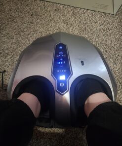 MIKO Foot Massager Machine with Deep-Kneading, Compression, Shiatsu, and Heat for Plantar Fasciitis, Neuropathy, Fits up to Men Size 13 Grey With Button 47 71BwxCT1HwL