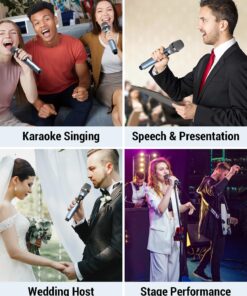 XZL Professional Wireless Microphones for Karaoke Singing, Rechargeable Dual UHF Dynamic Microphone, with Long-Distance UHF Receiver, Plug and Play, Speech, Wedding, Church, PA System Navy 24 71BxvEJC8UL