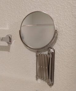 JERDON Two-Sided Wall-Mounted Makeup Mirror - Makeup Mirror with 7X Magnification & Extendable Arm - 8-inch Diameter Mirror with Nickel Finish Wall Mount - Model JP2027N 38 71BxwsqskOL