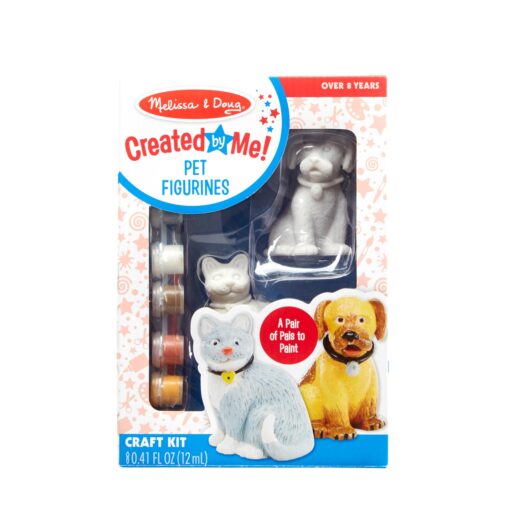 Melissa & Doug Created by Me! Pet Figurines Craft Kit (Resin Dog and Cat, 6 Paints, Paintbrush) Pets