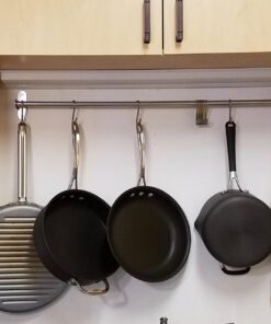 Wallniture Lyon 31.5" Wall Mount Kitchen Utensil Holder With 10 S Hooks For Hanging Pots and Pans Set 38 71ByYYXR0mL