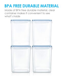 Vtopmart Large Food Storage Containers 5.2L / 176oz, 4 Pieces BPA Free Plastic Airtight Food Storage Canisters for Flour, Sugar, Baking Supplies, with 4 Measuring Cups and 24 Labels, Blue 5.2L--4.7quart 27 71BzOgE4 qL