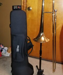 Mendini by Cecilio Trombone Kit - Bb Tenor Brass Instruments for Kids, Beginners w/Case & Gloves Gold + Tuner 26 71Bzj3h7gRL