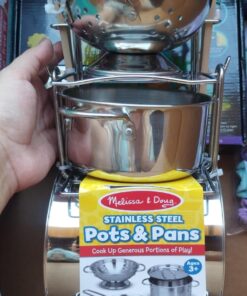 Melissa & Doug Stainless Steel Pots and Pans Pretend Play Kitchen Set for Kids (8 pcs) - Kids Kitchen Accessories Set, Toy Pots And Pans For Kids Kitchen, Cooking Toys For Kids Ages 3+ Silver 33 71C ttF7XiL