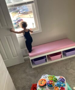 Badger Basket Kid's Padded Toy Storage Bench with Cushion and Three Fabirc Bins - Espresso Espresso/Espresso 35 71C2I92T5DL