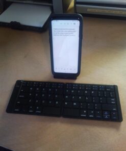 Samsers Foldable Bluetooth Keyboard - Portable Wireless Keyboard with Stand Holder, Rechargeable Full Size Ultra Slim Keyboard Compatible IOS Android Windows Smartphone Tablet and Laptop-Black Black 46 71C2elyGNxL