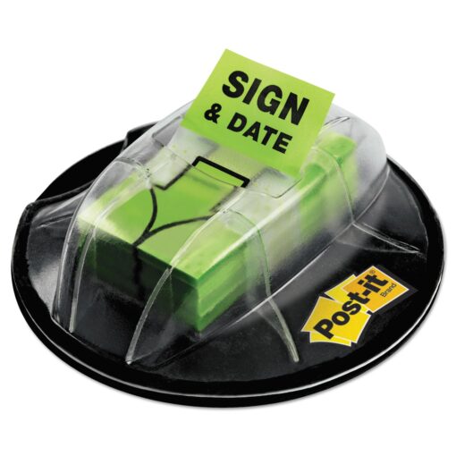 Post-it "Sign and Date" Flags, 200/Desk Grip Dispenser, 1 Dispenser/Pack, 1 in Wide, Bright Green (680-HVSD) 200 Flags Sign & Date Post-it