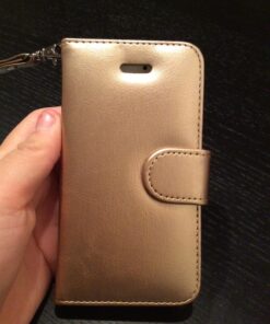 FYY Designed for iPhone SE Case 2016 (1st Generation) / iPhone 5 Case/iPhone 5s Case, Luxury PU Leather Wallet Phone with Card Holder Protective Shockproof Kickstand Case Cover Gold A-Gold 41 71C3mYquyHL