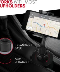 Macally Car Cup Holder Phone Mount - Secure Cupholder, Fit for Phones up to 4.1" Wide, Black 29 71C3p0BDsL