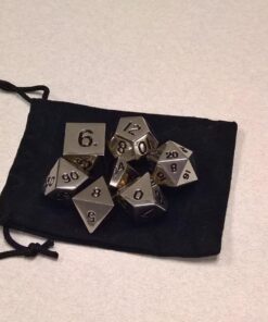 Set of 7 Polyhedral Metal Dice with Bag (16mm, Silver Color) 15 71C3qwvccSL