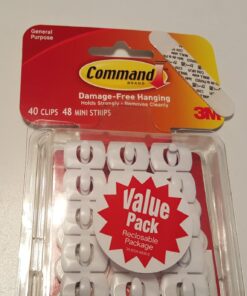 Command Small Decorating Clips, Damage Free Hanging Light Clips with Adhesive Strips, No Tools Small Wall Clips for Hanging Lights and Cables, 40 White Clips and 48 Command Strips 40 Clips 39 71C4Cnv7FIL