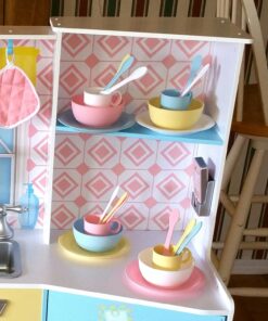 KidKraft 27-Piece Pastel Cookware Set, Plastic Dishes and Utensils for Play Kitchens, Gift for Ages 18 mo+ 34 71C4iSXeJhL