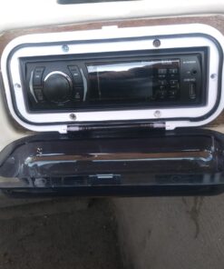 Pyle Water Resistant Marine Stereo Cover - Smoke Colored Heavy Duty Boat Radio Protector Shield with Flip-up Door & Spring Loaded Release - Mounting Gasket Included - Pyle PLMRCW1,White White Standard Packaging 28 71C5exo6JkL