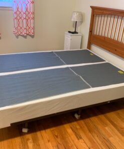 ZINUS No Assembly Metal Box Spring, 9 Inch White Mattress Foundation, Sturdy Metal Structure, Split Queen 50 71C65HwWT3L