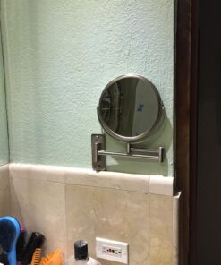 JERDON Two-Sided Wall-Mounted Makeup Mirror - Makeup Mirror with 5X Magnification & Wall-Mount Arm - 8-Inch Diameter Mirror with Nickel Finish Wall Mount - Model JP7506N 37 71C9c9SPSrL 2