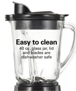 Hamilton Beach Power Elite Wave Action blender-for Shakes & Smoothies, Puree, Crush Ice, 40 Oz Glass Jar, 12 Functions, Stainless Steel Ice Sabre-Blades, Black (58148A) Blender with 40 Oz Glass Jar 20 71C9ecB5P2L