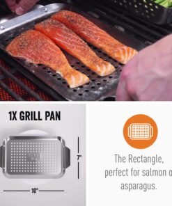 Grill Basket - Yukon Glory™ 3-Piece Mini Grilling Basket Set - Stainless Steel Perforated Grill Baskets for Grilling Veggies Seafood and Meats Includes Grill Pan - Square Basket and Circular Basket 25 71CA6aDX0FL