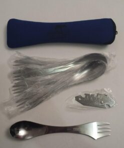 Tapirus 5 Spork Of Steel Utensils Set | Durable & Rust Proof Stainless Steel | Spoon, Fork & Knife Flatware | For Camping, Fishing, Hunting & Outdoor Activities | With Bottle Opener & Carrying Case 55 71CAEfzyNUL