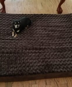 Furhaven Orthopedic Dog Bed for Large Dogs w/ Removable Washable Cover, For Dogs Up to 95 lbs - Ultra Plush Faux Fur & Suede Mattress - Chocolate, Jumbo/XL Ultra Plush Curly Faux Fur (Chocolate) 40.0"L x 32.0"W x 4.0"Th Orthopedic Foam 48 71CAHp8sL 1