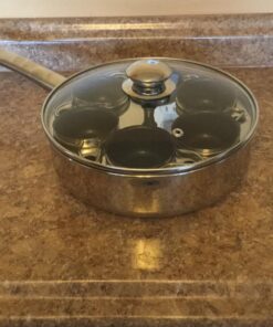 EXCELSTEEL Non Stick Easy Use Rust Resistant Home Kitchen Breakfast Brunch Induction Cooktop Egg Poacher, 6 Cup, Stainless Steel, Round 38 71CB0078q4L